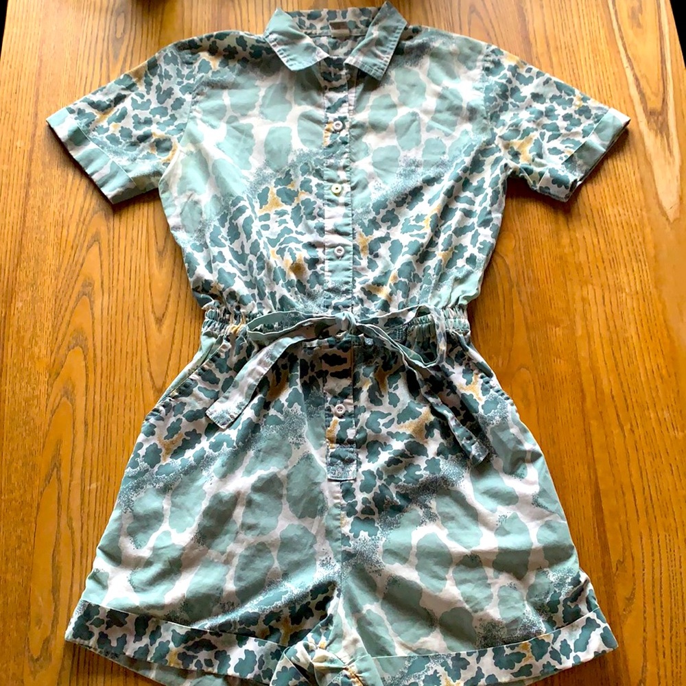 Safari Animal Print Onesie Romper Short with pockets